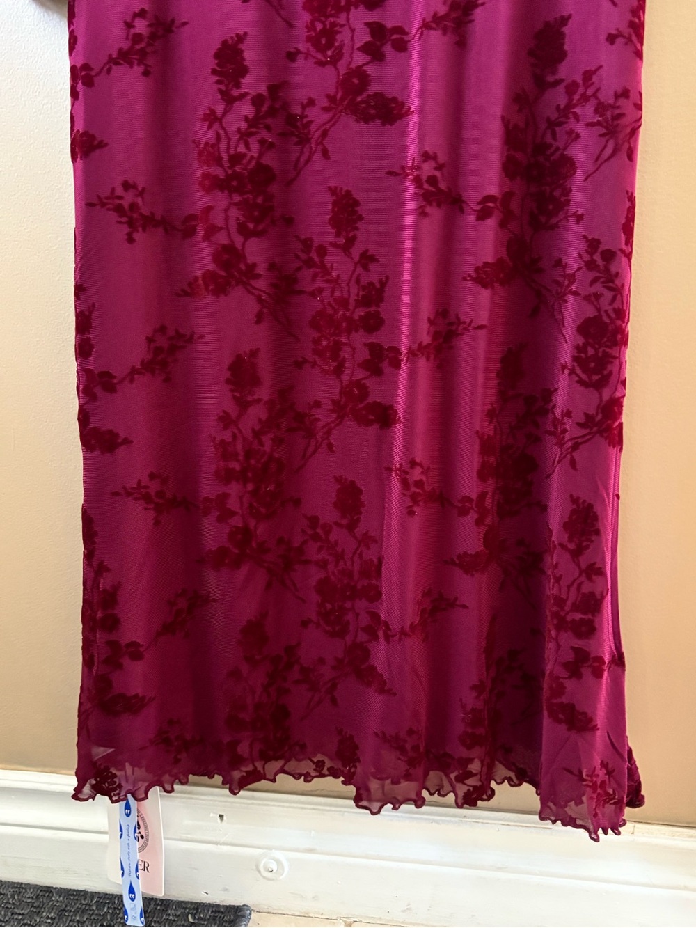 Deep Berry Floral Burnout Midi Dress